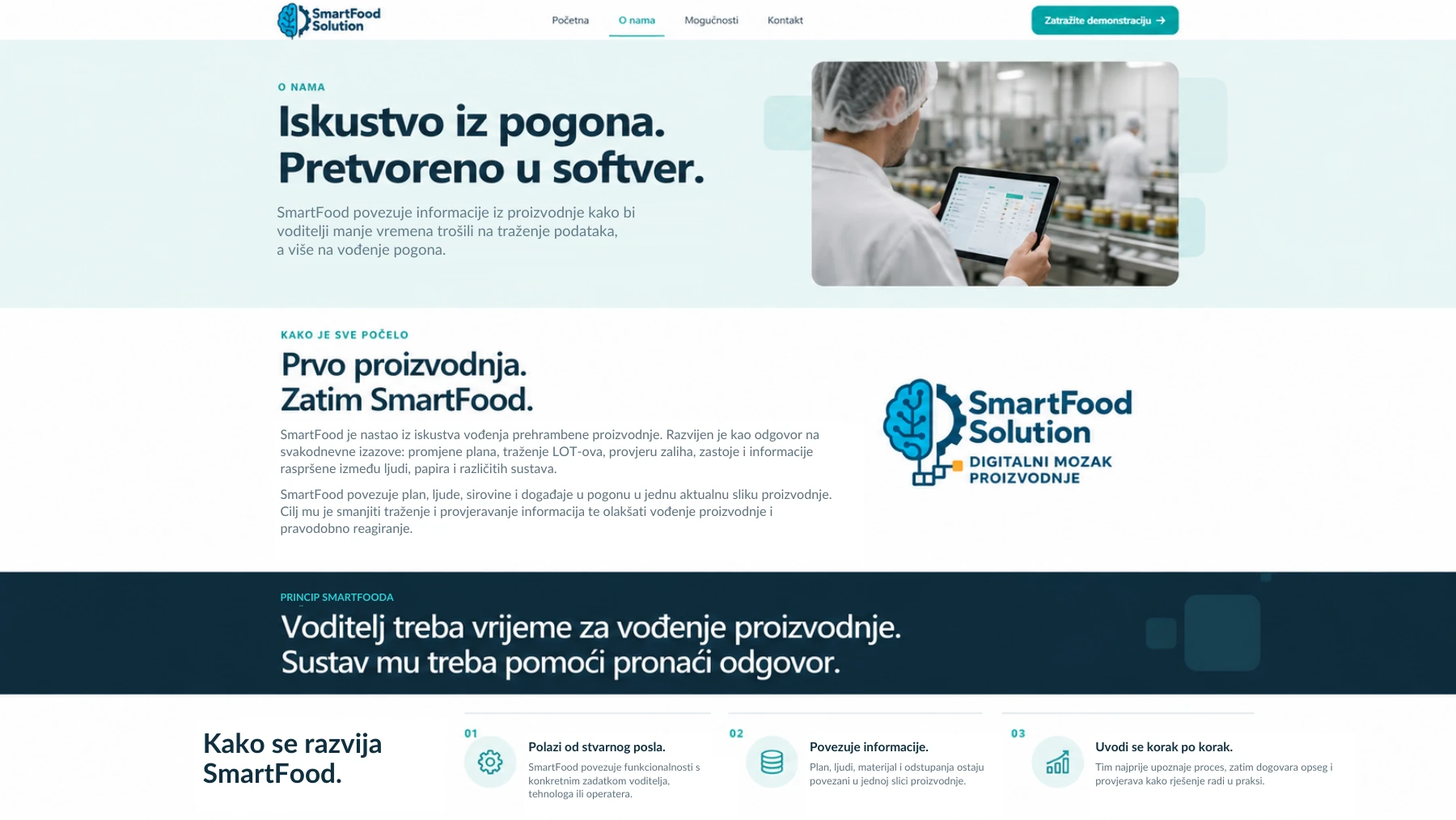 Illustrative image of a worker using a tablet in a food production facility